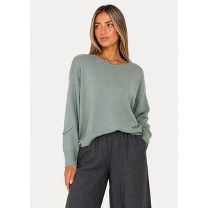 Ischiko By OSKA Knit Sweater Long Sleeve Green Blend Wool Cashmere Relaxed 1 S